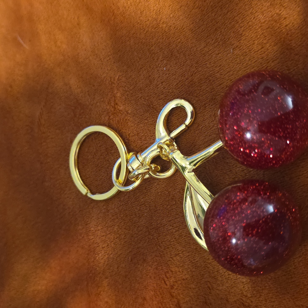 Cherry Keychain/ Purse Chain with Gold Accents - Picture 6 of 6